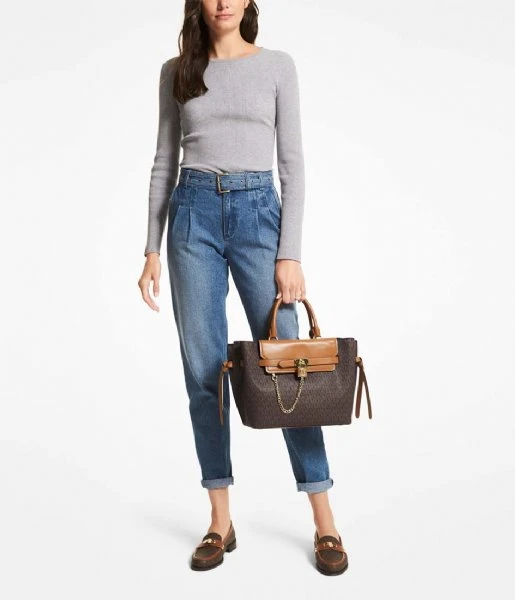 Michael Kors Hamilton Legacy Large Belted Satchel Brown Acorn 4 Michael Kors Hamilton Legacy Large Belted Satchel Brown Acorn - Afbeelding 2