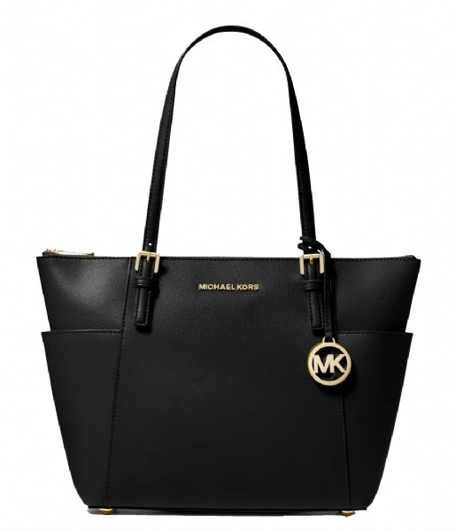 Michael Kors Jet Set Item EW Top Zip Tote Black & Gold Colored Hardware 3 Michael Kors Jet Set Item EW Top Zip Tote Black & Gold Colored Hardware