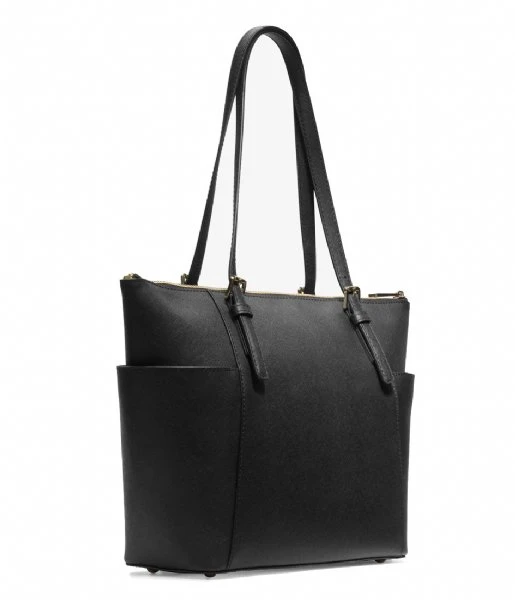 Michael Kors Jet Set Item EW Top Zip Tote Black & Gold Colored Hardware 5 Michael Kors Jet Set Item EW Top Zip Tote Black & Gold Colored Hardware - Afbeelding 3