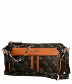 Guess Kasinta Double Zip Pouch Brown/Cognac