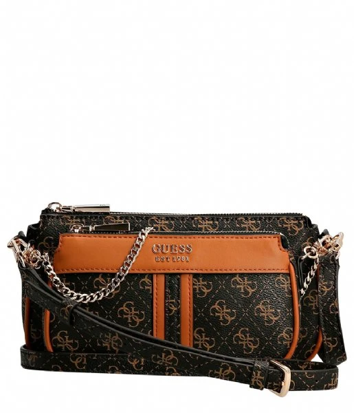 Guess Kasinta Double Zip Pouch Brown/Cognac 3 Guess Kasinta Double Zip Pouch Brown/Cognac