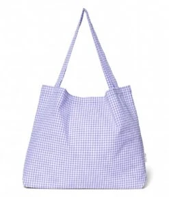 Checked Cotton Mom Bag Lilac
