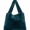 Faux Fur Mom Bag Petrol Blue -Beroemde Bagage Winkel Petrol fauxfurmombag 1 600