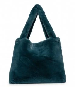 Faux Fur Mom Bag Petrol Blue