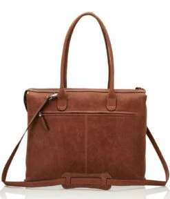 Carisma Laptop Shoulderbag 15.6 Inch Cognac -Beroemde Bagage Winkel castelijn beerens bag carisma laptop shoulderbag cognac 729761 back 600