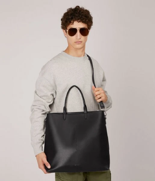 Matt & Nat Curb Vintage Tote Bag Black 4 Matt & Nat Curb Vintage Tote Bag Black - Afbeelding 2