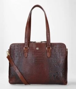 Charlotte Laptop Business Bag Croco 13.3 Inch Brown