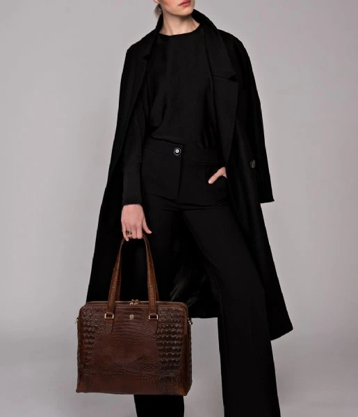 Charlotte Laptop Business Bag Croco 13.3 Inch Brown 4 Charlotte Laptop Business Bag Croco 13.3 Inch Brown - Afbeelding 2