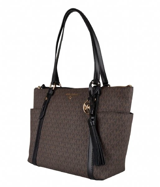 Michael Kors Sullivan Medium Top Zip Tote Brown Black 4 Michael Kors Sullivan Medium Top Zip Tote Brown Black - Afbeelding 2
