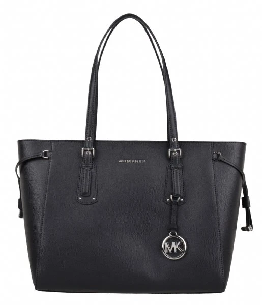 Michael Kors Voyager Medium Top Zip Tote Black & Silver Colored Hardware 3 Michael Kors Voyager Medium Top Zip Tote Black & Silver Colored Hardware