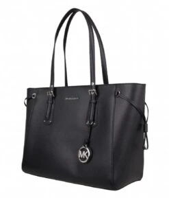 Michael Kors Voyager Medium Top Zip Tote Black & Silver Colored Hardware 8 Michael Kors Voyager Medium Top Zip Tote Black & Silver Colored Hardware -Beroemde Bagage Winkel michael kors voyager medium top zip tote handtas black silver hardware 30h7sv6t8l side 600