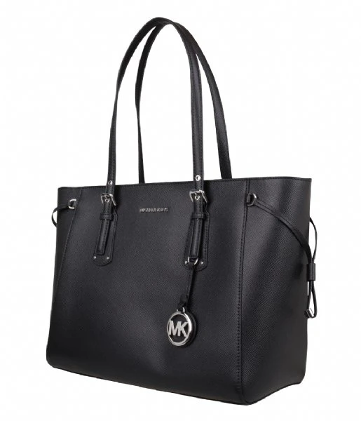 Michael Kors Voyager Medium Top Zip Tote Black & Silver Colored Hardware 5 Michael Kors Voyager Medium Top Zip Tote Black & Silver Colored Hardware - Afbeelding 3